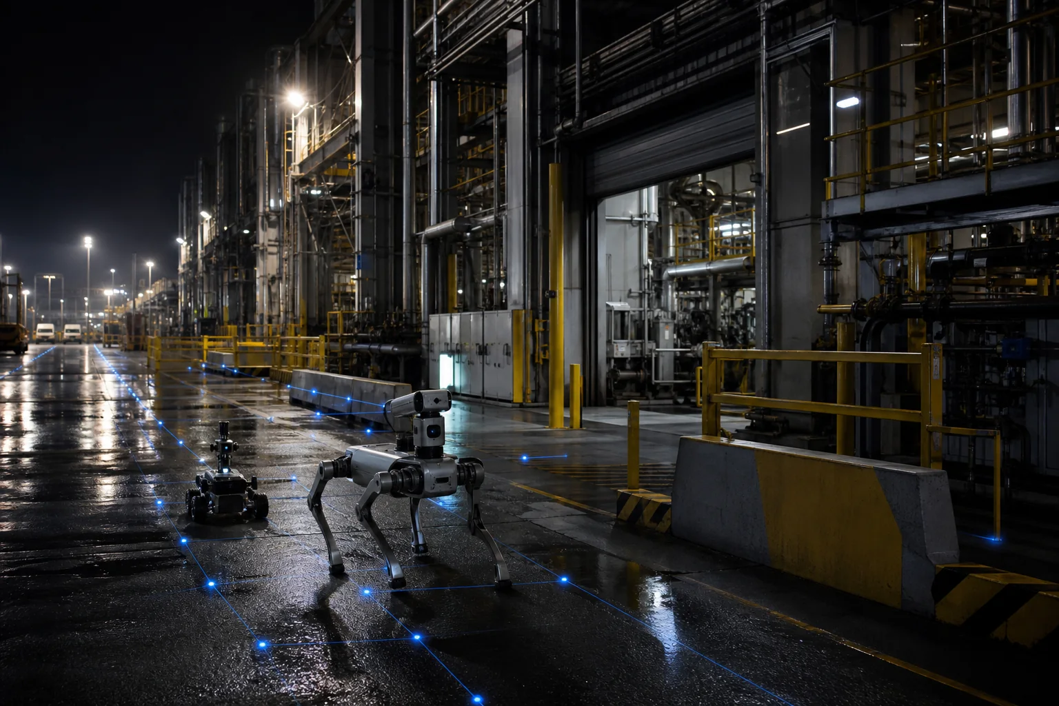 Autonomous inspection of factories and parks by robots