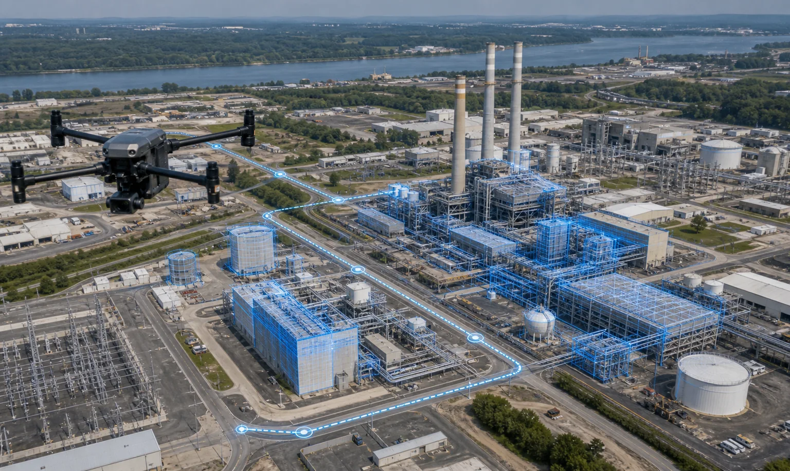 Low-altitude UAV autonomous inspection of industrial facilities